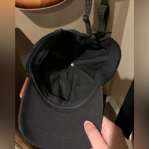 Lululemon ball cap. Black with floral design. Feels like velvet. Adjustable band - Picture 5 of 5